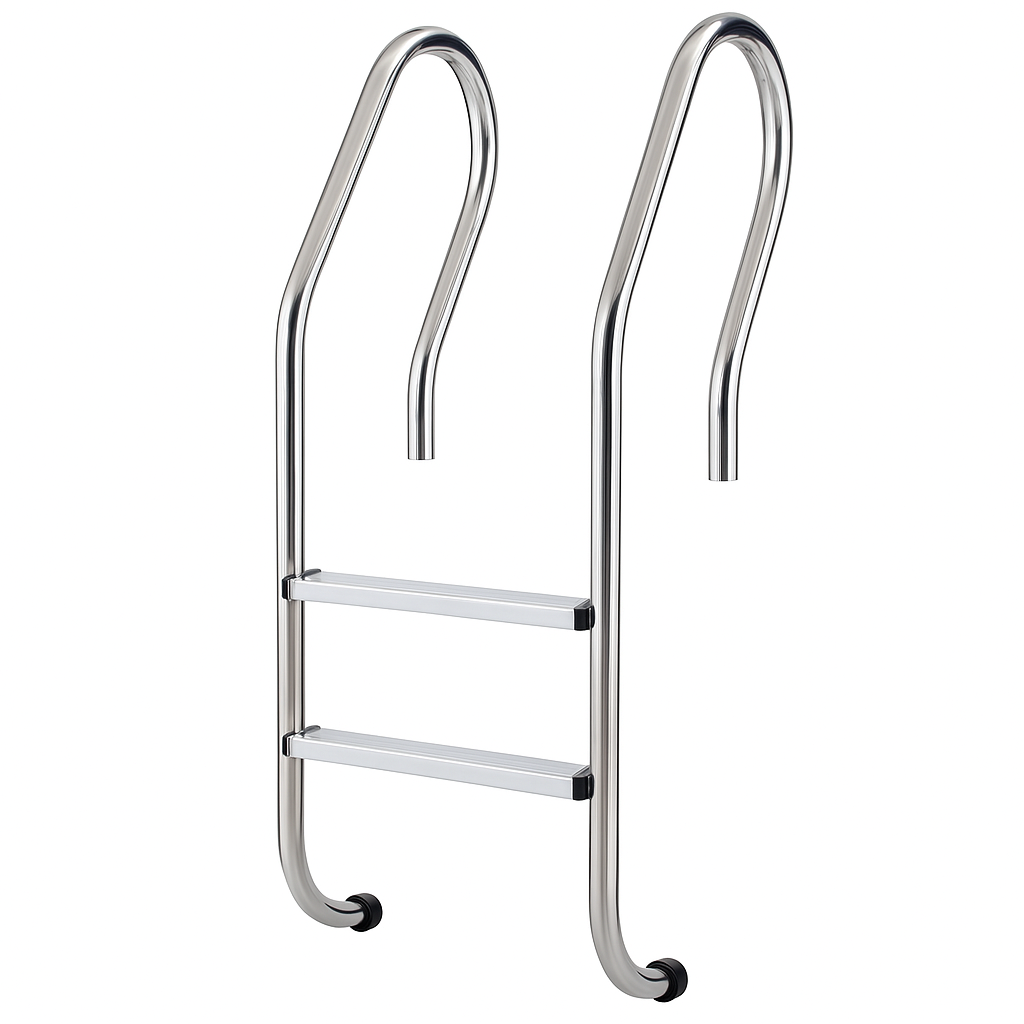 نردبان استخری 2 پله بدنه استیل با کفی پلاستیکی نردبان استخری 2 پله بدنه استیل با کفی پلاستیکی